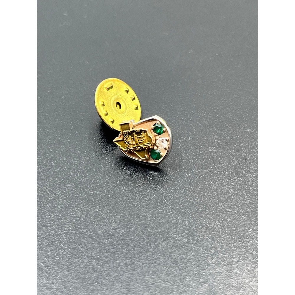 CTO Vintage City of Port Arthur Texas Oil 10k‎ Emerald and Diamond Lapel Pin - Picture 2 of 14